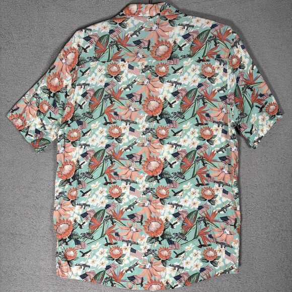 Springfield Armory Hawaiian Shirt Mens Size M Teal Gun American Flag AOP Bullpup - Picture 12 of 16